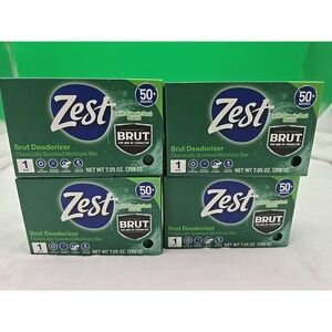 Zest Brut Deodorizer Classically Scented Moisture Bar Soap 7.05 oz. lot of 4 New